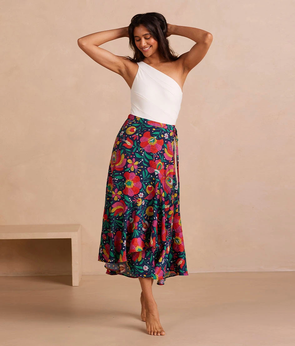 The Silky Luxe Beach To Brunch Wrap Skirt - Super Bloom 1 The Silky Luxe Beach To Brunch Wrap Skirt - Super Bloom