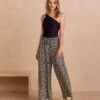 The Silky Luxe Palazzo Pants With Ties - Vintage Floral In Sea Urchin