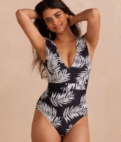 The Ruched Backflip - Palms In Sea Urchin & White Sand