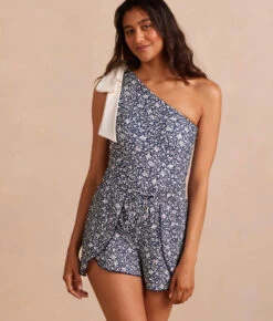 The Sea To Shore Swim Shorts - Beach Botanical In Deep Sea -Deals US Tropic Bikini Store PDP SeaShoreSwimShort BeachBotanicalDeepSea Front Crop