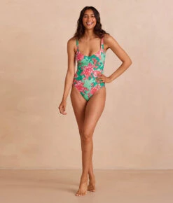 The Seascape Sweetheart One Piece - Burst Floral In Azalea And Seaglass 6 The Seascape Sweetheart One Piece - Burst Floral In Azalea And Seaglass -Deals US Tropic Bikini Store PDP SeascapeSweatheart Azaleas Seaglass Front Full