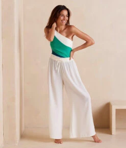 The Palazzo Pant With Ties - White Sand