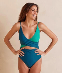 The Sea Breeze Cutout One-Piece - Seaweed & Seaglass -Deals US Tropic Bikini Store SeabreezeCutout Seaglass Seaweed Front Crop