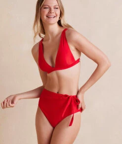 The Side-Tie High Leg High Rise Bottoms - Lava 10 The Side-Tie High Leg High Rise Bottoms - Lava -Deals US Tropic Bikini Store Side TieHighLegHighRiseBottom Lava Front Crop