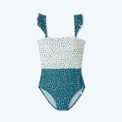 The Ruffle Oasis - On The Dot In Seaweed -Deals US Tropic Bikini Store The Ruffled Oasis Seaweed