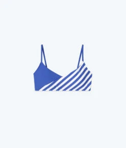 The Marina Bikini Top - Mixed Stripe In Hydrangea & White Sand