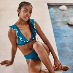 The Ruffle Plunge Bikini Top - Seaweed & Coastal -Deals US Tropic Bikini Store ruffle sidestroke bikini seaweed 2 lifestyle 0a06fe2b 7e4a 4fdc ad1d 6fdc344f089c